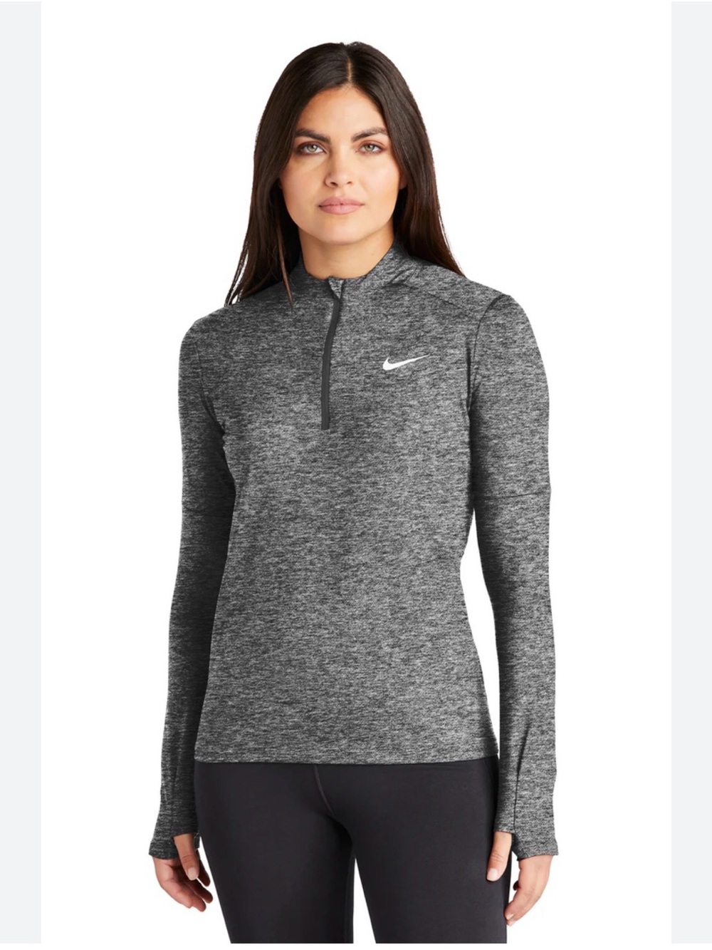 Nike Running Dri-Fit Women’s Small Heather Grey Quarter Zip Pullover Reflective